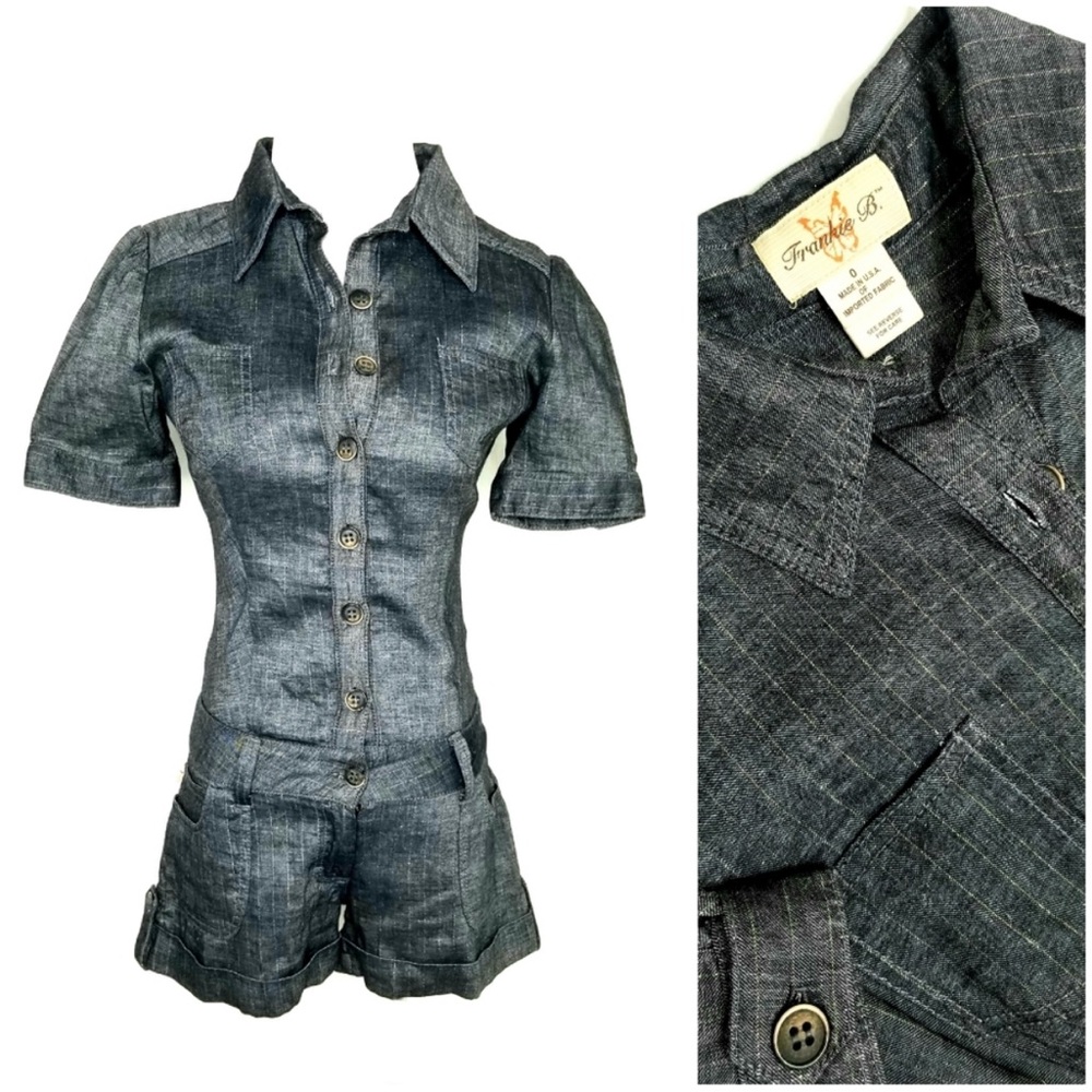 🥳FRANKIE B. GRAY METALLIC PINSTRIPE JUMPSUIT
